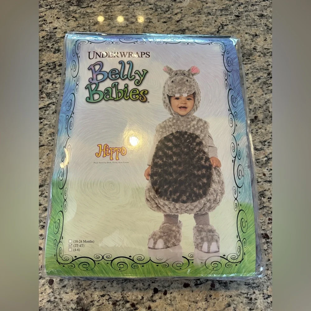 NWT Underwraps Toddler Hippo Costume 2T-4T Belly Babies Unisex Toddler Animal